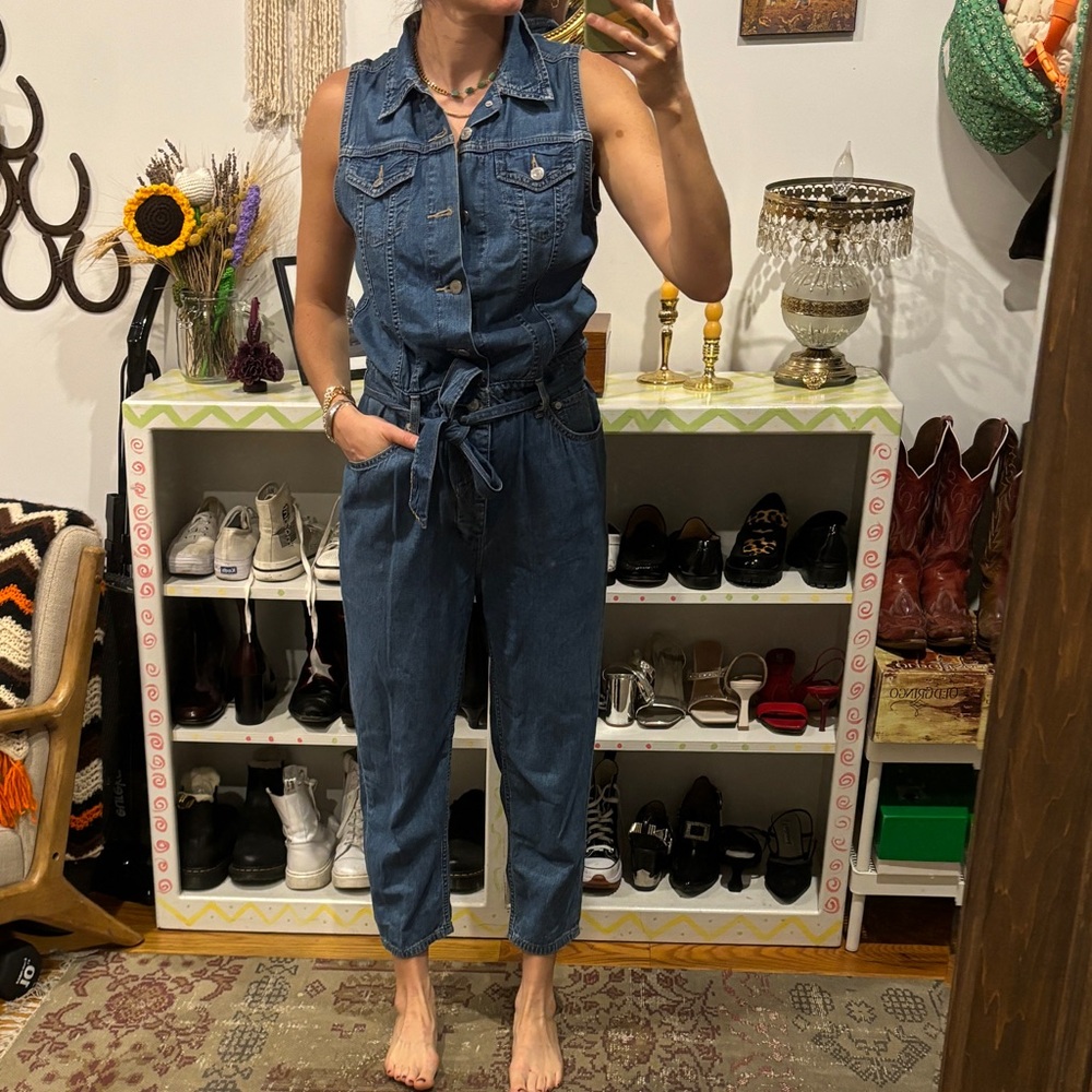 Levi’s denim sleeveless utility jumpsuit
